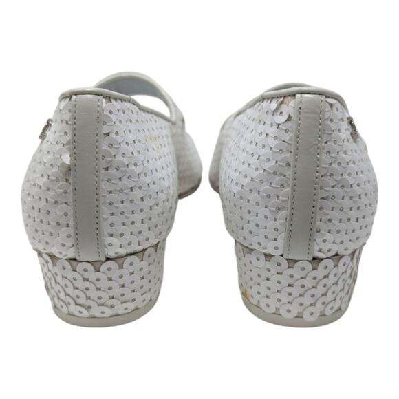 19C Chanel Mary Jane flats ballet pumps interlocking CC logo white sequin 37 - Picture 7 of 16